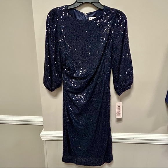 Elegant Navy Sequin Dress Sz 6 Nanette Lepore NWT - Picture 1 of 10